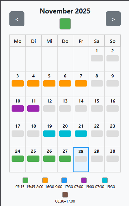 Schichten Kalender Screenshot